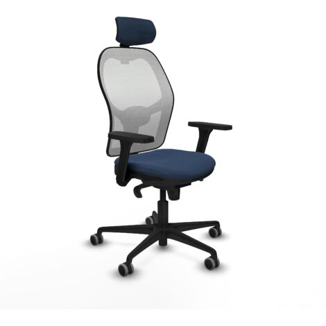 Jorquera sincro malla blanca similpiel azul marino brazos 3D base nailon cabecero 2D ruedas 65mm engomada (1/5)