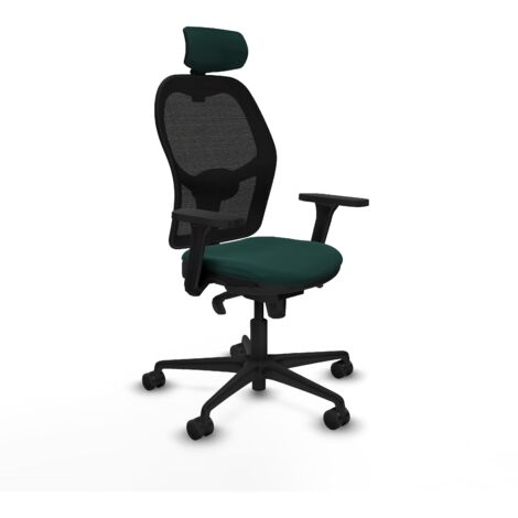 Jorquera sincro malla negra similpiel verde botella brazos 3D base nailon cabecero 2D ruedas 65mm nailon (1/5)