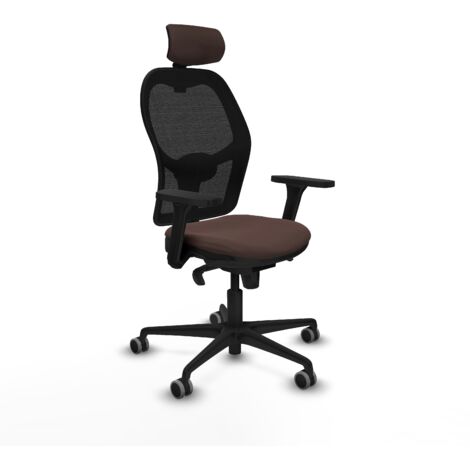 Jorquera sincro malla negra similpiel marrón oscuro brazos 3D base nailon cabecero 2D ruedas 65mm engomada (1/5)