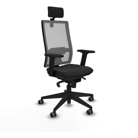 Horna sincro malla gris similpiel negro brazos 2D base piramidal cabecero 2D ruedas 65mm engomadas (1/5)