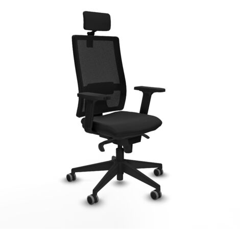 Horna sincro malla negra similpiel negro brazos 2D base piramidal cabecero 2D ruedas 65mm engomadas (1/5)