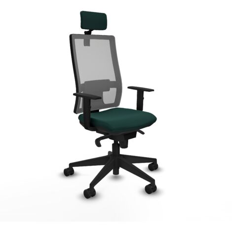 Horna sincro malla gris similpiel verde botella brazos 1D base piramidal cabecero 2D ruedas 65mm nailon (1/5)