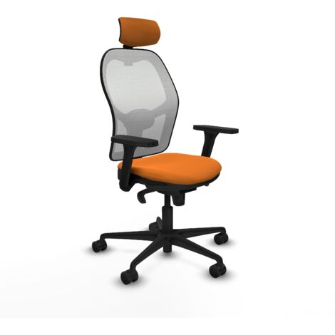 Jorquera sincro malla blanca similpiel naranja brazos 3D base nailon cabecero 2D ruedas 65mm nailon (1/5)
