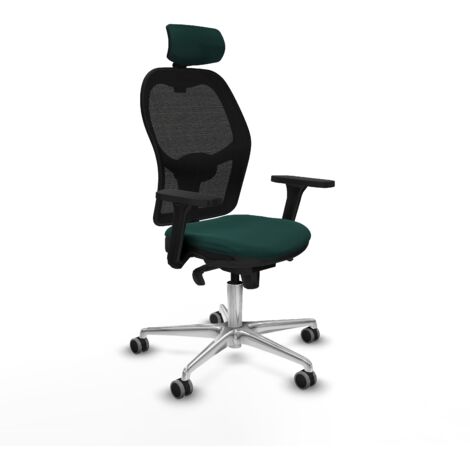Jorquera sincro malla negra similpiel verde botella brazos 3D base aluminio cabecero 2D ruedas 65mm engomada (1/5)