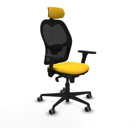 Jorquera sincro malla negra similpiel amarillo brazos 3D base nailon cabecero 2D ruedas 65mm engomada (1/5)