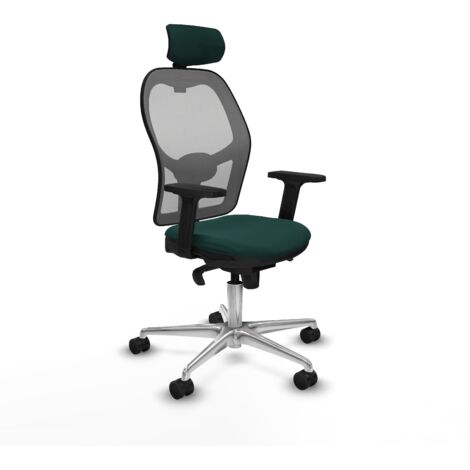 Jorquera sincro malla gris similpiel verde botella brazos 2D base aluminio cabecero 2D ruedas 65mm nailon (1/5)