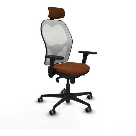 Jorquera sincro malla blanca similpiel marrón brazos 3D base nailon cabecero 2D ruedas 65mm engomada (1/5)