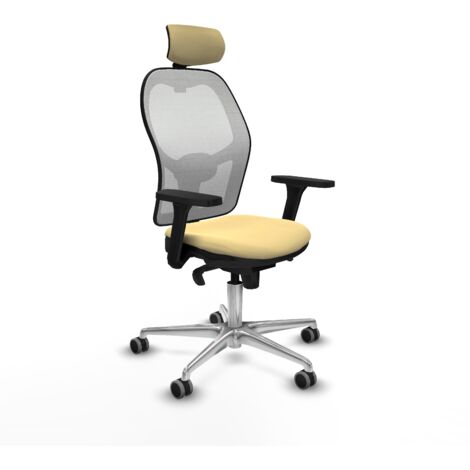 Jorquera sincro malla blanca similpiel crema brazos 3D base aluminio cabecero 2D ruedas 65mm engomada (1/5)