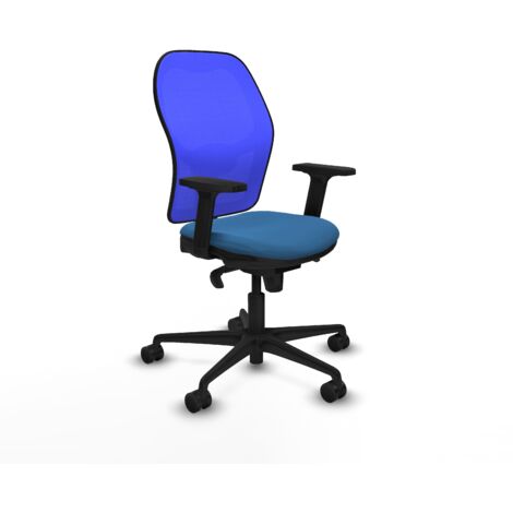 Jorquera sincro malla azul similpiel azul claro brazos 2D base nailon ruedas 65mm nailon (1/5)