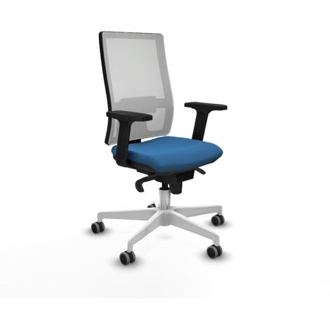 Horna sincro malla blanca similpiel azul claro brazos 2D base blanca ruedas 65mm engomadas (1/5)