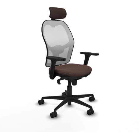 Jorquera sincro malla blanca similpiel marrón oscuro brazos 3D base nailon cabecero 2D ruedas 65mm nailon (1/5)
