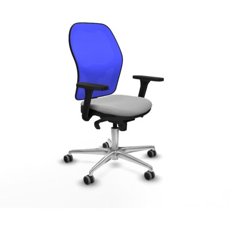 Jorquera sincro malla azul similpiel gris claro brazos 3D base aluminio ruedas 65mm engomada (1/5)