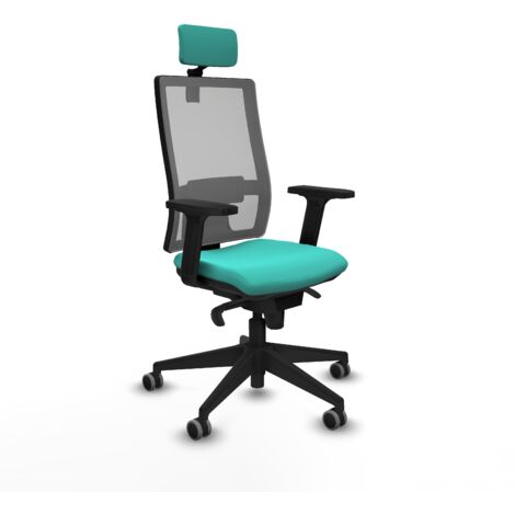 Horna sincro malla gris similpiel turquesa brazos 2D base piramidal cabecero 2D ruedas 65mm engomadas (1/5)