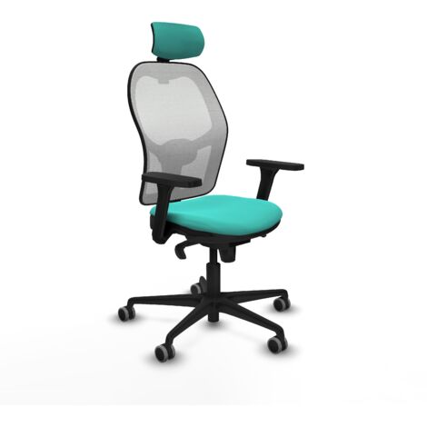 Jorquera sincro malla blanca similpiel turquesa brazos 3D base nailon cabecero 2D ruedas 65mm engomada (1/5)