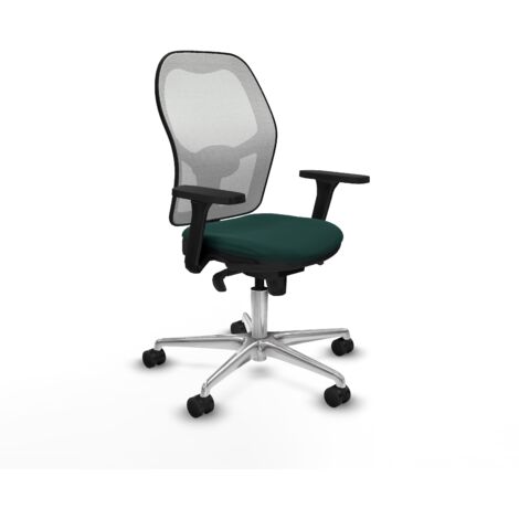 Jorquera sincro malla blanca similpiel verde botella brazos 3D base aluminio ruedas 65mm nailon (1/5)
