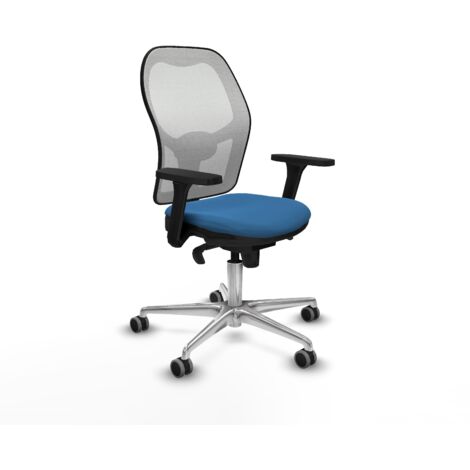 Jorquera sincro malla blanca similpiel azul claro brazos 3D base aluminio  ruedas 65mm engomada (1/5)