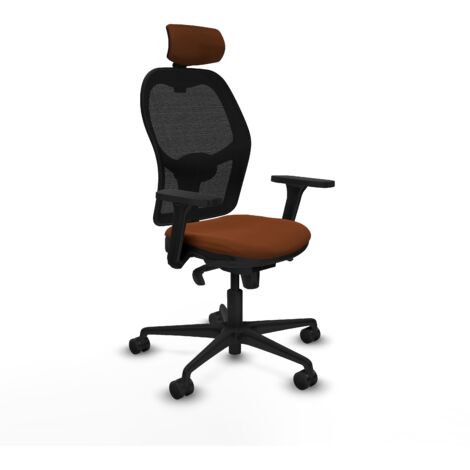 Jorquera sincro malla negra similpiel marrón brazos 3D base nailon cabecero 2D ruedas 65mm nailon (1/5)