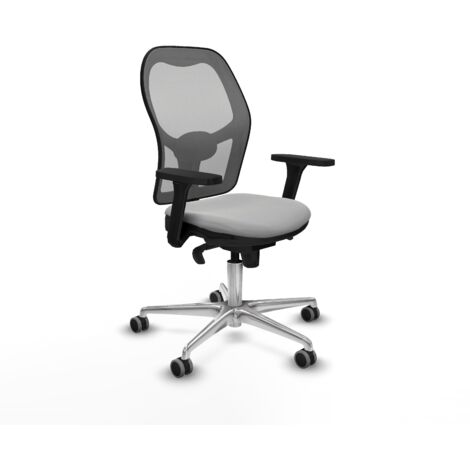 Jorquera sincro malla gris similpiel gris claro brazos 3D base aluminio ruedas 65mm engomada (1/5)