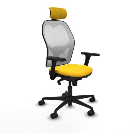 Jorquera sincro malla blanca similpiel amarillo brazos 3D base nailon cabecero 2D ruedas 65mm nailon (1/5)