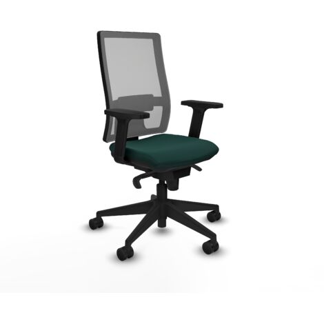 Horna sincro malla gris similpiel verde botella brazos 2D base piramidal ruedas 65mm nailon (1/5)