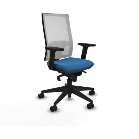 Horna sincro malla blanca similpiel azul claro brazos 2D base piramidal ruedas 65mm nailon (1/5)