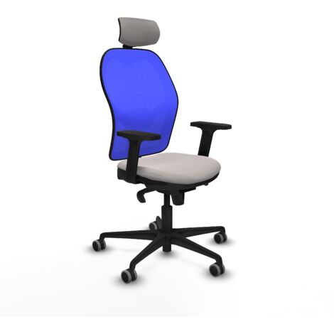 Jorquera sincro malla azul similpiel blanco brazos 2D base nailon cabecero 2D ruedas 65mm engomada (1/5)