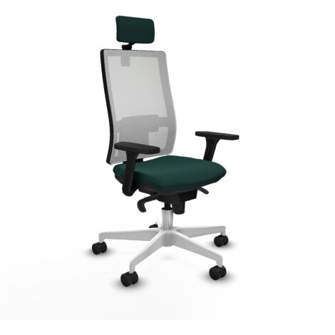 Horna sincro malla blanca similpiel verde botella brazos 3D base blanca cabecero 2D ruedas 65mm nailon (1/5)