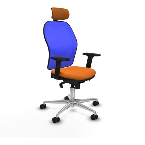 Jorquera sincro malla azul similpiel naranja brazos 2D base aluminio cabecero 2D ruedas 65mm nailon (1/5)