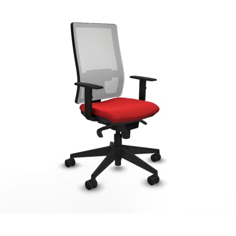 Horna sincro malla blanca similpiel rojo brazos 1D base piramidal ruedas 65mm nailon (1/5)