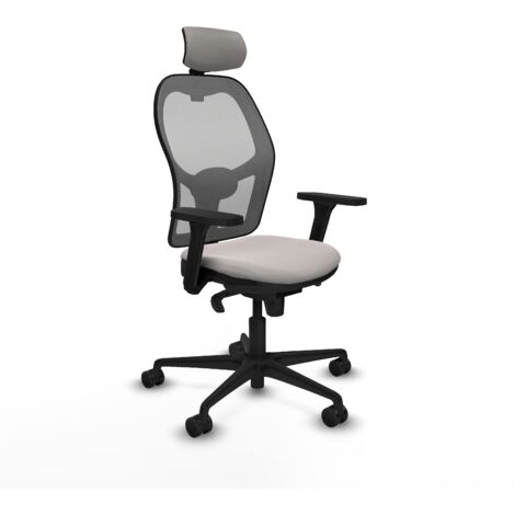 Jorquera sincro malla gris similpiel blanco brazos 3D base nailon cabecero 2D ruedas 65mm nailon (1/5)