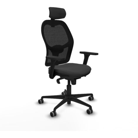 Jorquera sincro malla negra similpiel gris oscuro brazos 3D base nailon cabecero 2D ruedas 65mm engomada (1/5)