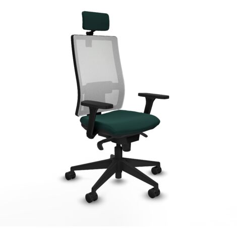 Horna sincro malla blanca similpiel verde botella brazos 3D base piramidal cabecero 2D ruedas 65mm nailon (1/5)