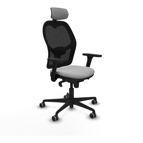 Jorquera sincro malla negra similpiel gris claro brazos 3D base nailon cabecero 2D ruedas 65mm engomada (1/5)