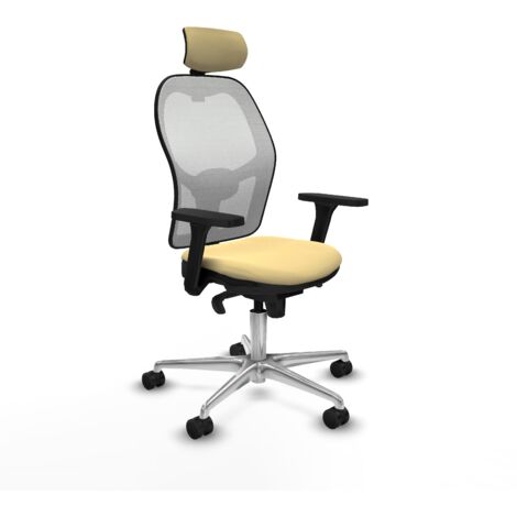 Jorquera sincro malla blanca similpiel crema brazos 3D base aluminio cabecero 2D ruedas 65mm nailon (1/5)