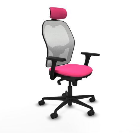 Jorquera sincro malla blanca similpiel rosa brazos 3D base nailon cabecero 2D ruedas 65mm nailon (1/5)