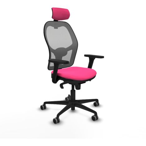 Jorquera sincro malla gris similpiel rosa brazos 3D base nailon cabecero 2D ruedas 65mm engomada (1/5)