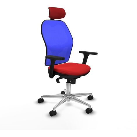 Jorquera sincro malla azul similpiel rojo brazos 3D base aluminio cabecero 2D ruedas 65mm nailon (1/5)