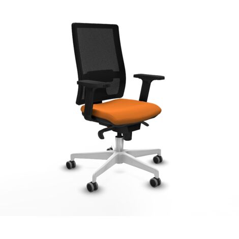 Horna sincro malla negra similpiel naranja brazos 2D base blanca ruedas 65mm engomadas (1/5)