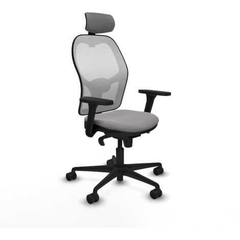 Jorquera sincro malla blanca similpiel gris brazos 3D base nailon cabecero 2D ruedas 65mm nailon (1/5)