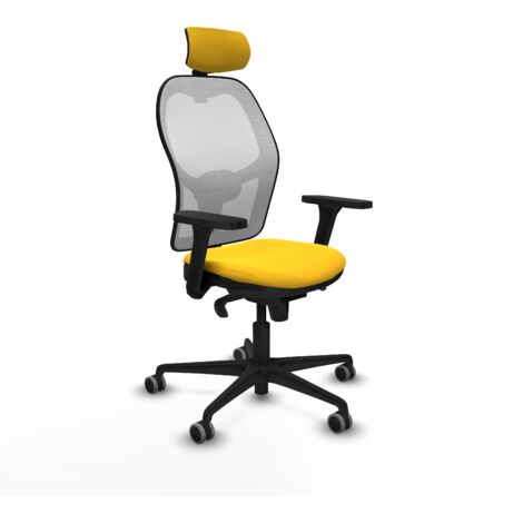 Jorquera sincro malla blanca similpiel amarillo brazos 3D base nailon cabecero 2D ruedas 65mm engomada (1/5)