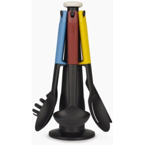 Juego de utensilios multicolor Joseph Joseph Elevate de 6 piezas con soporte de almacenamiento, utensilios ergonómicos de cocina con tecnología Elevate para mayor higiene (1/3)