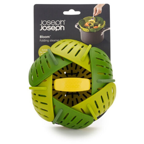 Cesta de vapor plegable Joseph Joseph Bloom™ de silicona, verde, ajustable, apta para utensilios antiadherentes y de acero inoxidable, fácil almacenamiento. (1/5)