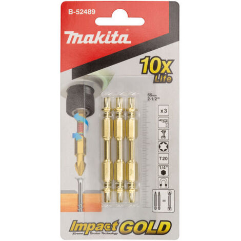 Makita b-52489 doble torsión Bit 20 – 65 mm, Multicolor (1/2)