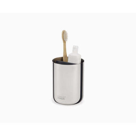 Portacepillos Joseph Joseph EasyStore Luxe de acero inoxidable, organizador elegante para cepillos de dientes, fácil limpieza, diseño moderno y duradero. (1/4)