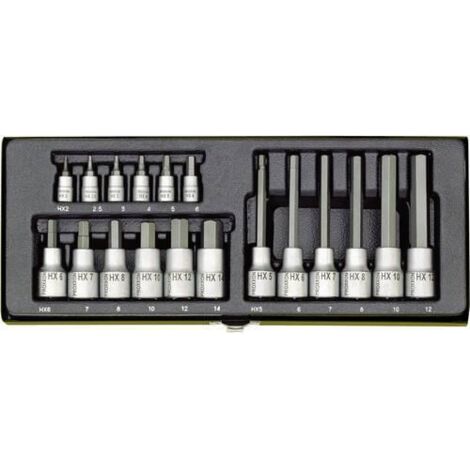 PROXXON 23 100 2223100-Estuche Tornillos Hex. 1/2 + 1/4 pcs, Multicolor, 10.2 cm, Set de 18 Piezas (1/3)