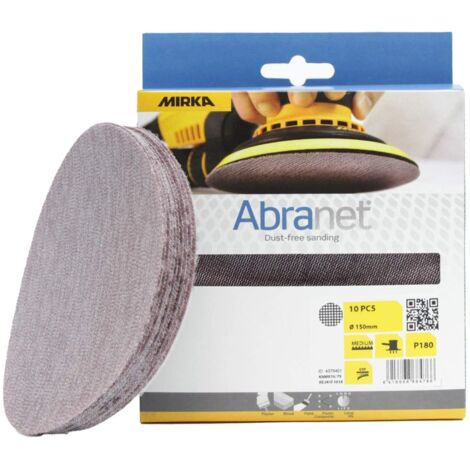 MIRKA DISCOS Abranet 150 MM GRIP sin agujero P180 10 PIEZAS