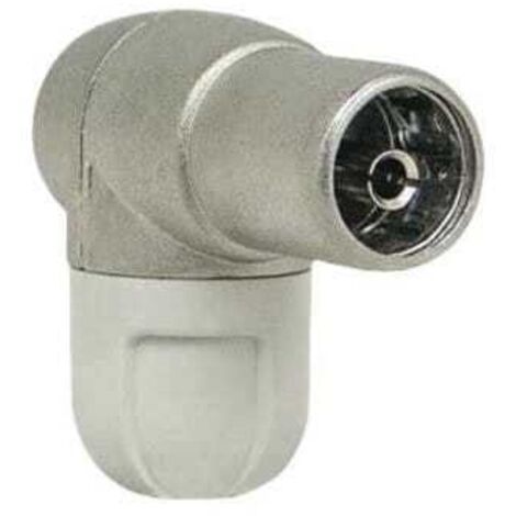 Conector Antena TV Hembra Acodado Blindado