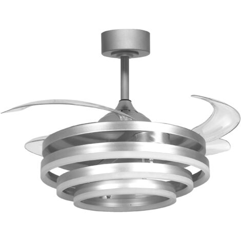 Ventilador DC SFERA niquel, 4 aspas retráctiles, 72W LED 300040006000K, Al.45xD.108/50cm (1/3)