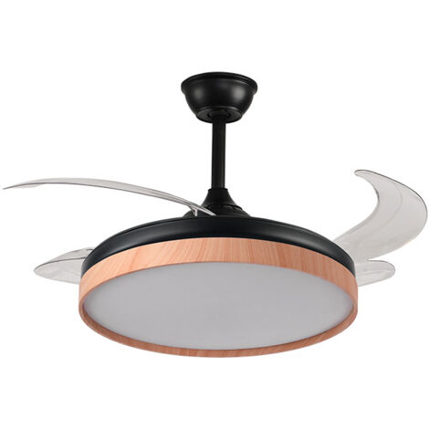 Ventilador DC COSMOS negro/haya, 4 aspas retráctiles, 72W LED 300040006000K, Al.35xD.108/50cm (1/5)