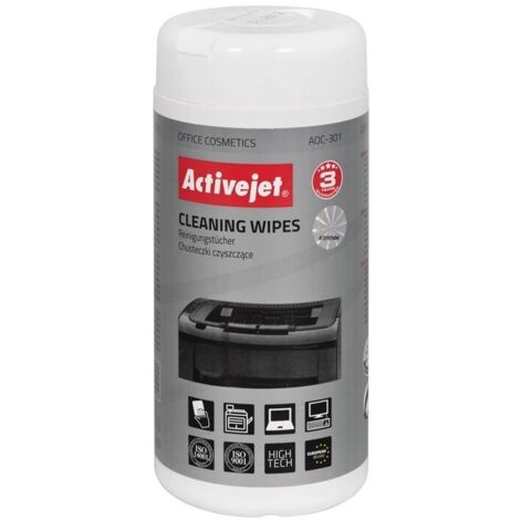 Activejet AOC-301 - 100 Toallitas Limpiadoras de Pantallas, Cuidado Profesional